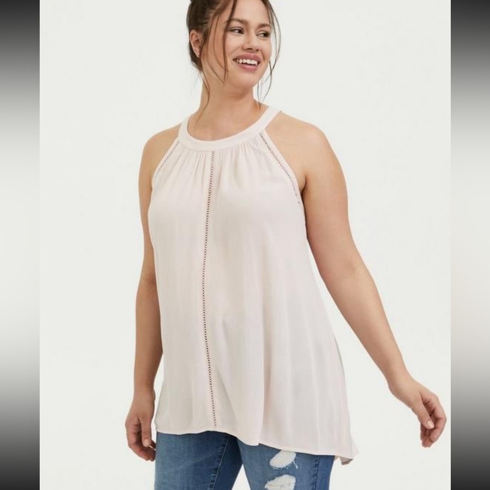 Torrid Size 2 or‎ 2X Peach Blush Pink Gauze Goddess Neck Tank Top